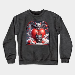 Cute Cat & Bat - Crazy Over U Crewneck Sweatshirt